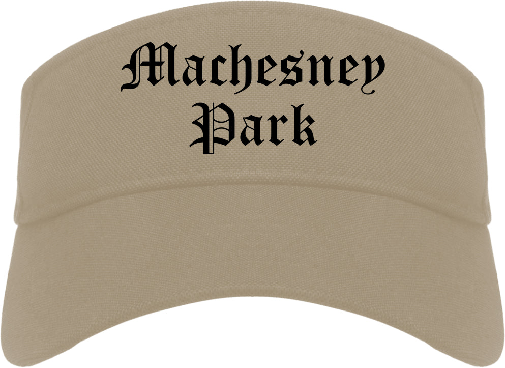 Machesney Park Illinois IL Old English Mens Visor Cap Hat Khaki