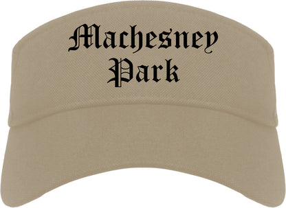 Machesney Park Illinois IL Old English Mens Visor Cap Hat Khaki