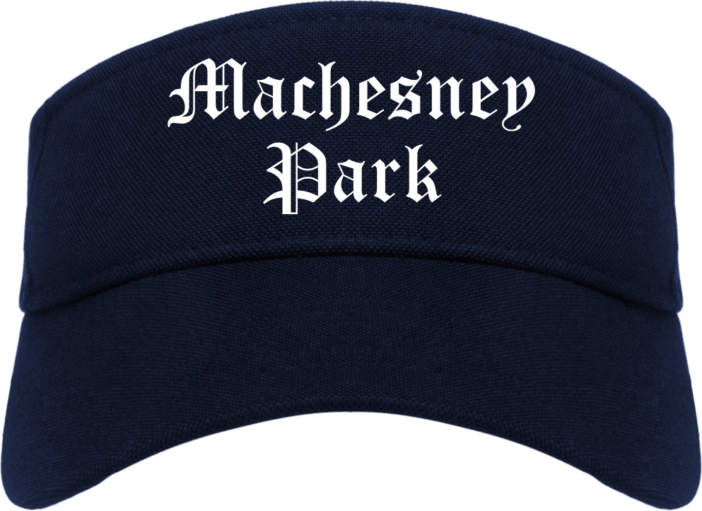 Machesney Park Illinois IL Old English Mens Visor Cap Hat Navy Blue