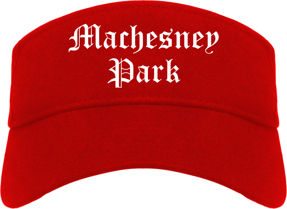 Machesney Park Illinois IL Old English Mens Visor Cap Hat Red