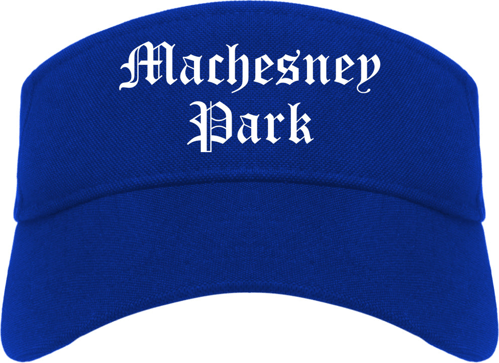 Machesney Park Illinois IL Old English Mens Visor Cap Hat Royal Blue