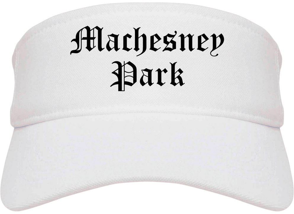 Machesney Park Illinois IL Old English Mens Visor Cap Hat White