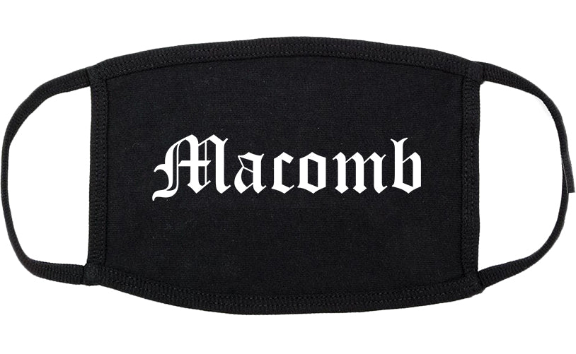 Macomb Illinois IL Old English Cotton Face Mask Black