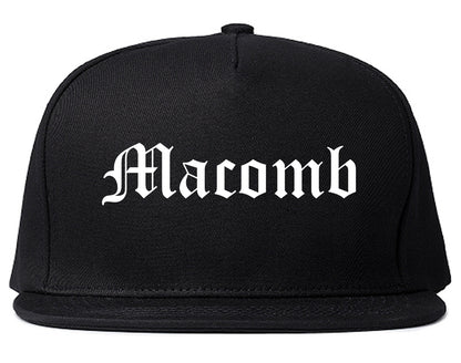 Macomb Illinois IL Old English Mens Snapback Hat Black