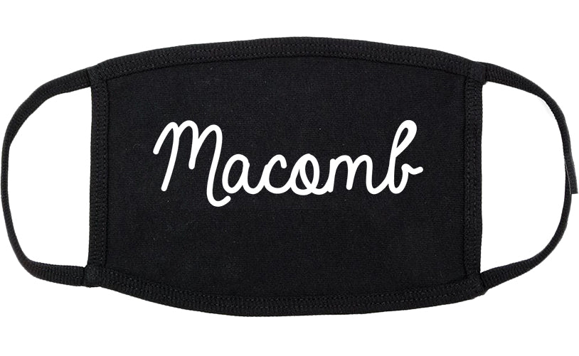 Macomb Illinois IL Script Cotton Face Mask Black