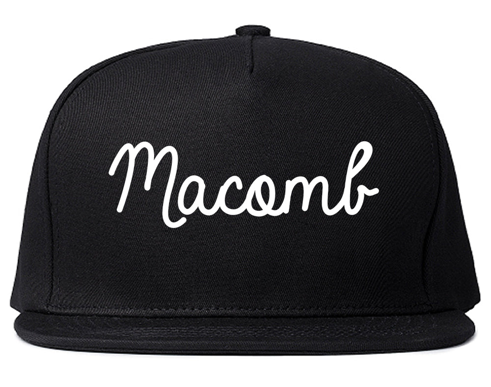 Macomb Illinois IL Script Mens Snapback Hat Black