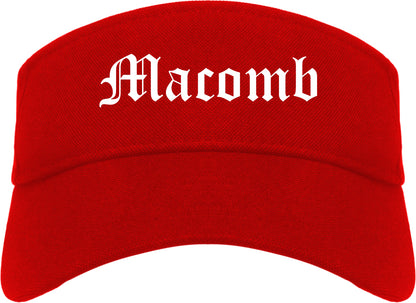 Macomb Illinois IL Old English Mens Visor Cap Hat Red