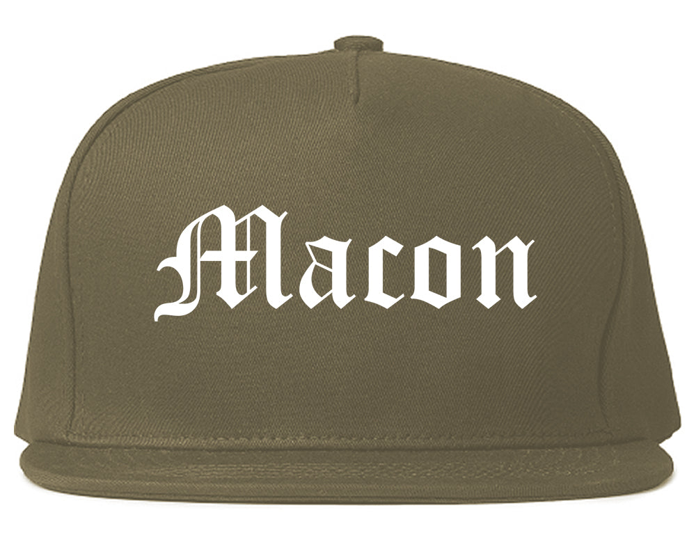 Macon Georgia GA Old English Mens Snapback Hat Grey