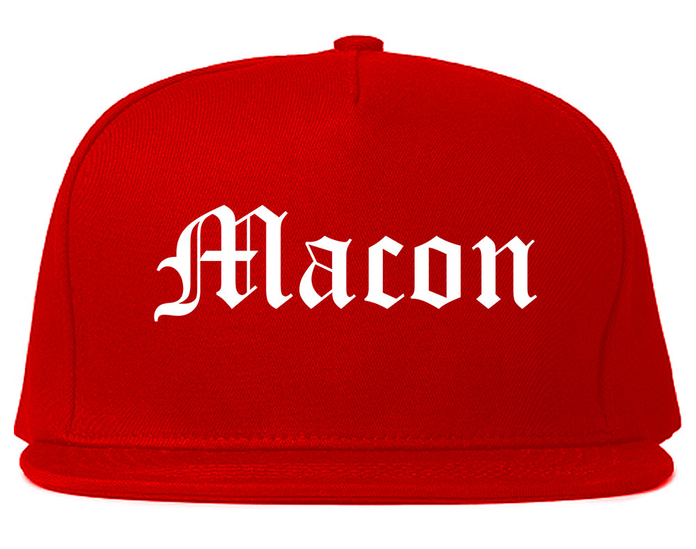 Macon Georgia GA Old English Mens Snapback Hat Red