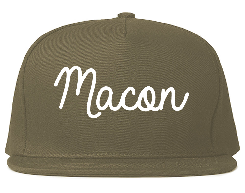 Macon Georgia GA Script Mens Snapback Hat Grey
