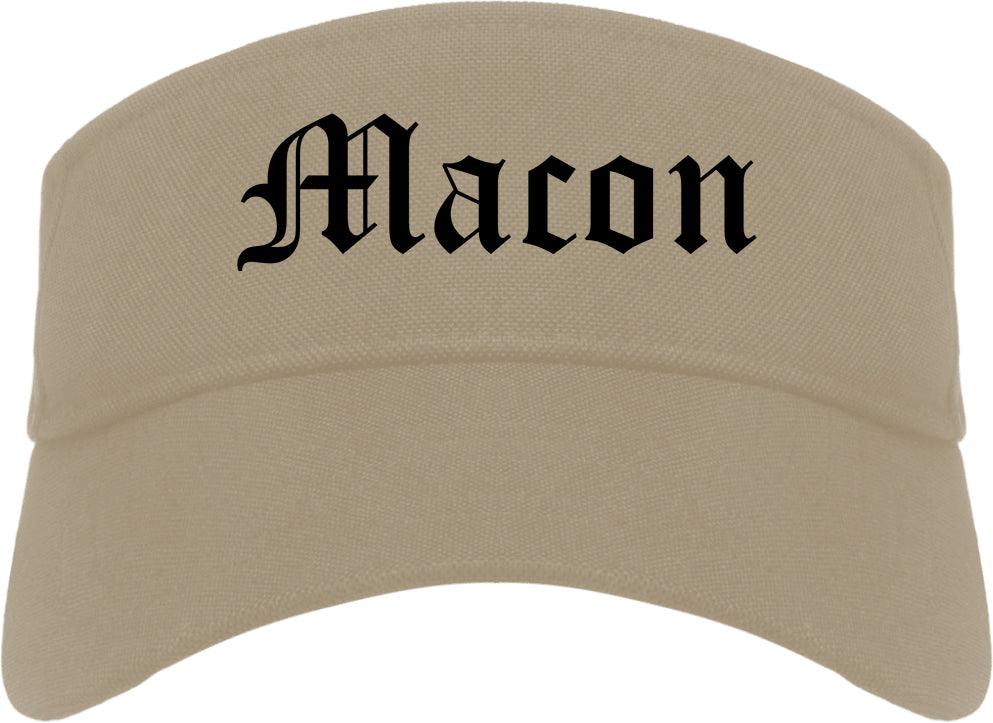 Macon Georgia GA Old English Mens Visor Cap Hat Khaki