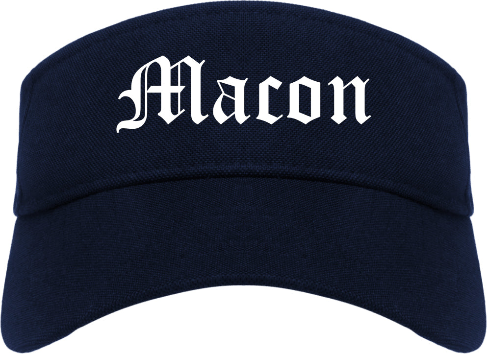 Macon Georgia GA Old English Mens Visor Cap Hat Navy Blue