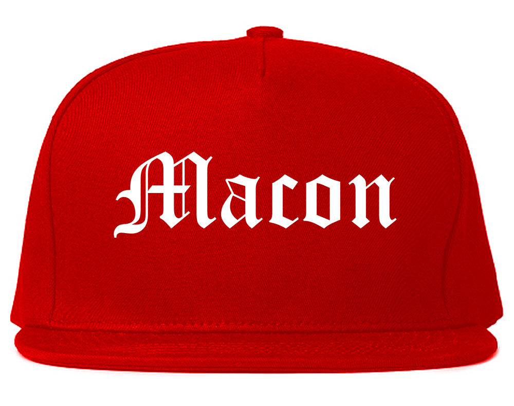 Macon Missouri MO Old English Mens Snapback Hat Red