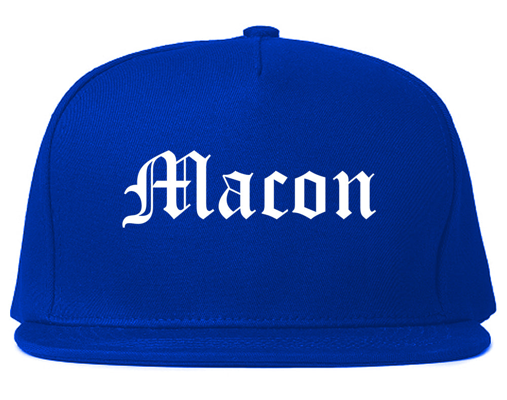 Macon Missouri MO Old English Mens Snapback Hat Royal Blue