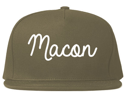 Macon Missouri MO Script Mens Snapback Hat Grey