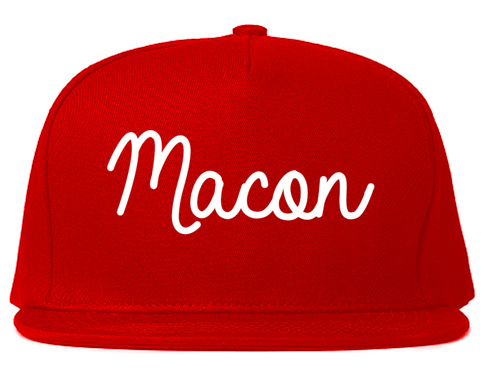 Macon Missouri MO Script Mens Snapback Hat Red