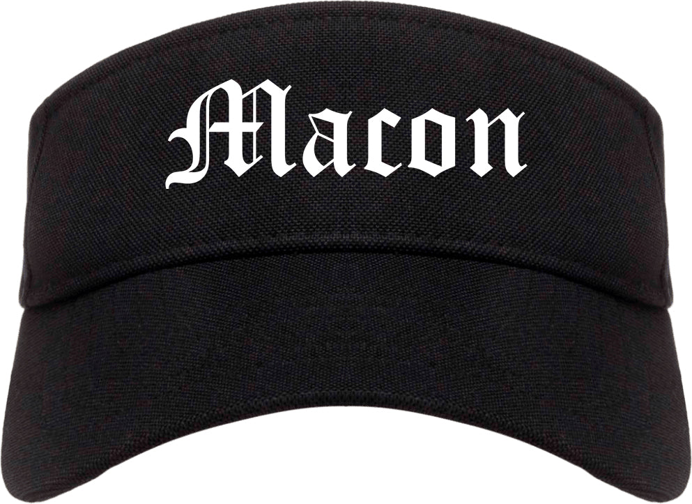 Macon Missouri MO Old English Mens Visor Cap Hat Black