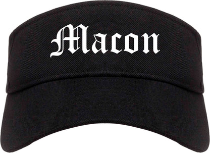 Macon Missouri MO Old English Mens Visor Cap Hat Black