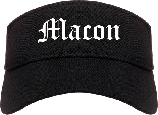 Macon Missouri MO Old English Mens Visor Cap Hat Black