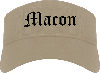 Macon Missouri MO Old English Mens Visor Cap Hat Khaki