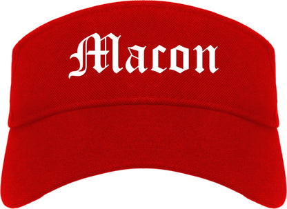 Macon Missouri MO Old English Mens Visor Cap Hat Red
