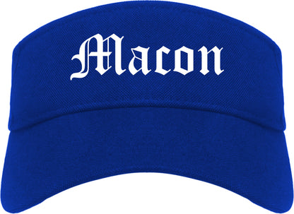 Macon Missouri MO Old English Mens Visor Cap Hat Royal Blue