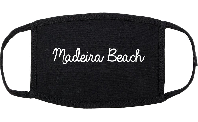 Madeira Beach Florida FL Script Cotton Face Mask Black
