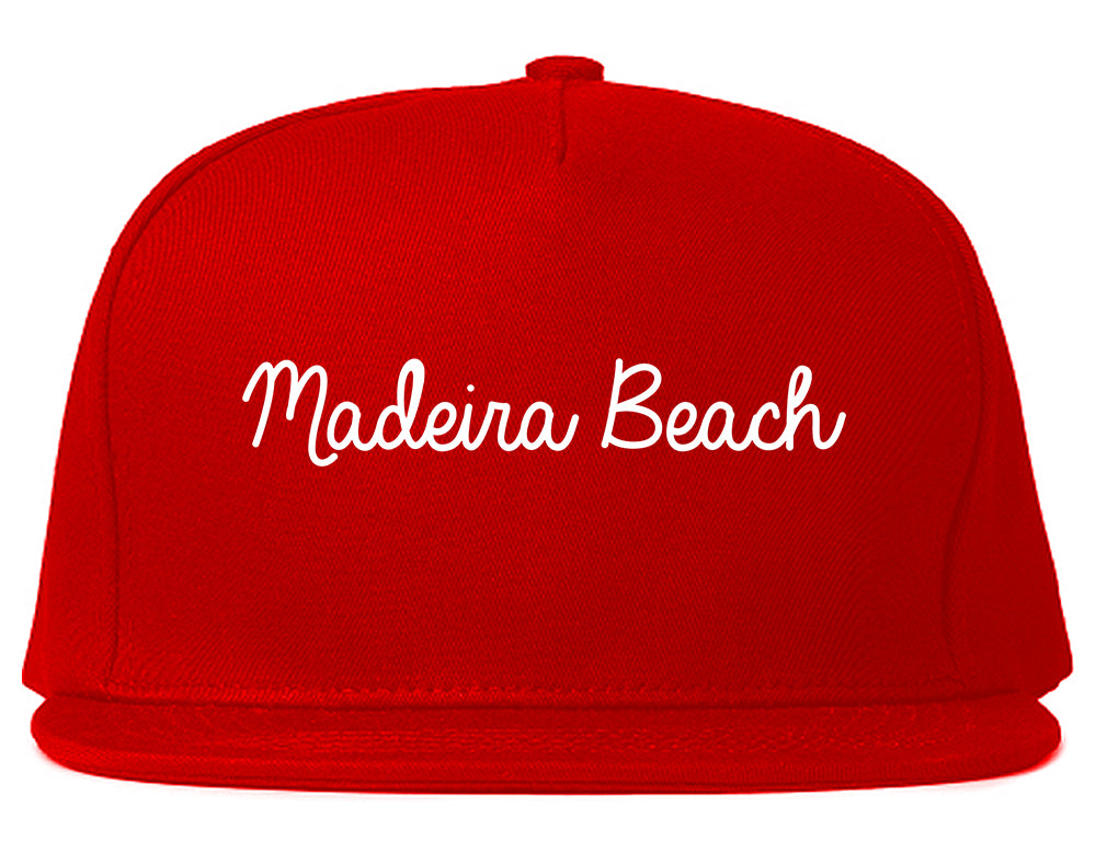 Madeira Beach Florida FL Script Mens Snapback Hat Red