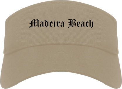 Madeira Beach Florida FL Old English Mens Visor Cap Hat Khaki