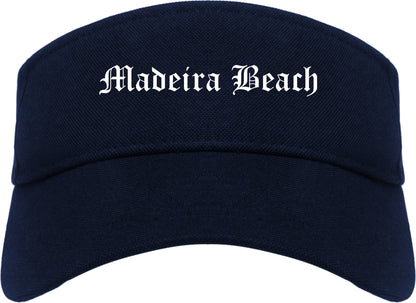 Madeira Beach Florida FL Old English Mens Visor Cap Hat Navy Blue