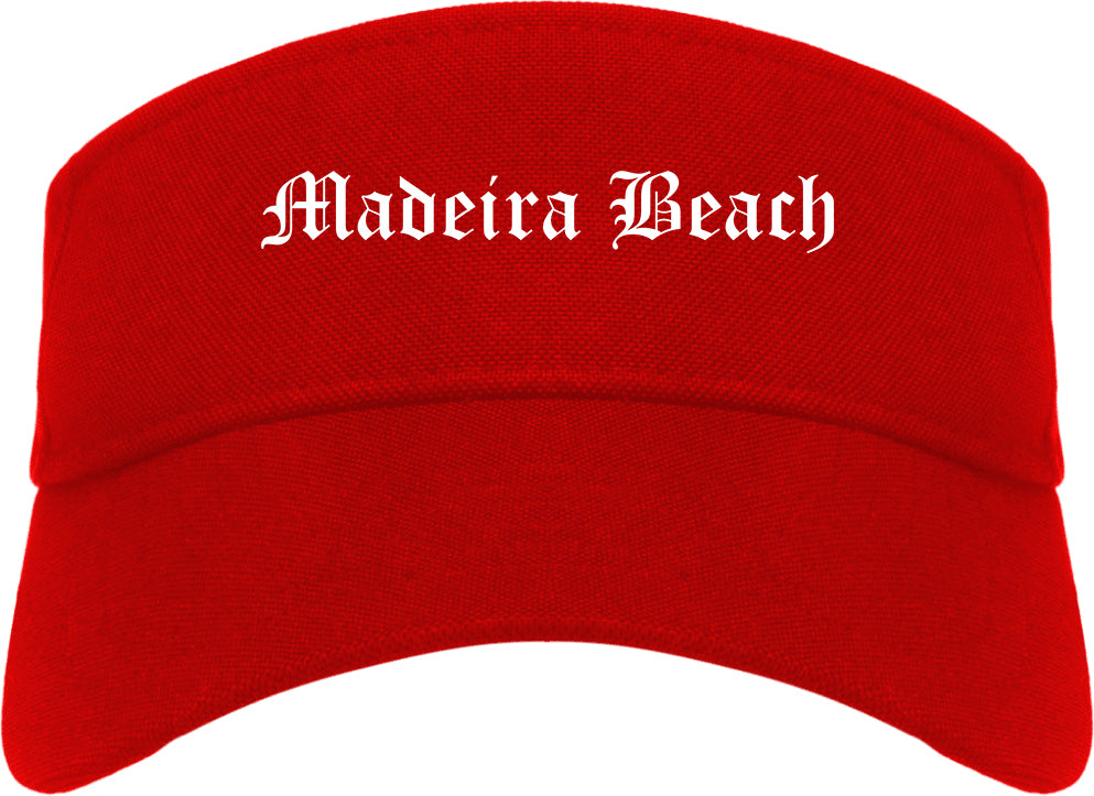 Madeira Beach Florida FL Old English Mens Visor Cap Hat Red