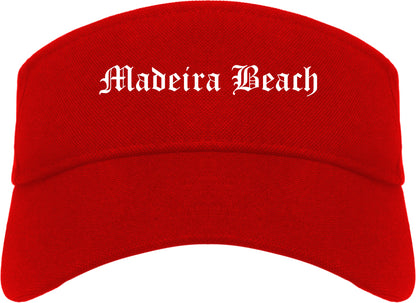 Madeira Beach Florida FL Old English Mens Visor Cap Hat Red