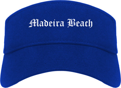 Madeira Beach Florida FL Old English Mens Visor Cap Hat Royal Blue