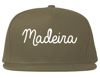 Madeira Ohio OH Script Mens Snapback Hat Grey