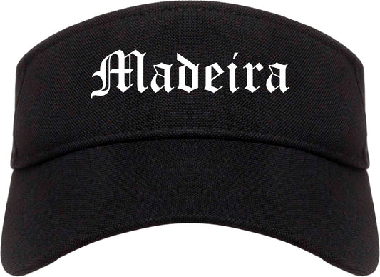 Madeira Ohio OH Old English Mens Visor Cap Hat Black