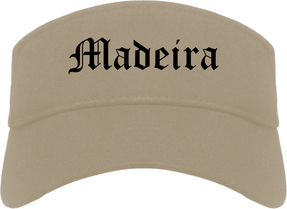 Madeira Ohio OH Old English Mens Visor Cap Hat Khaki