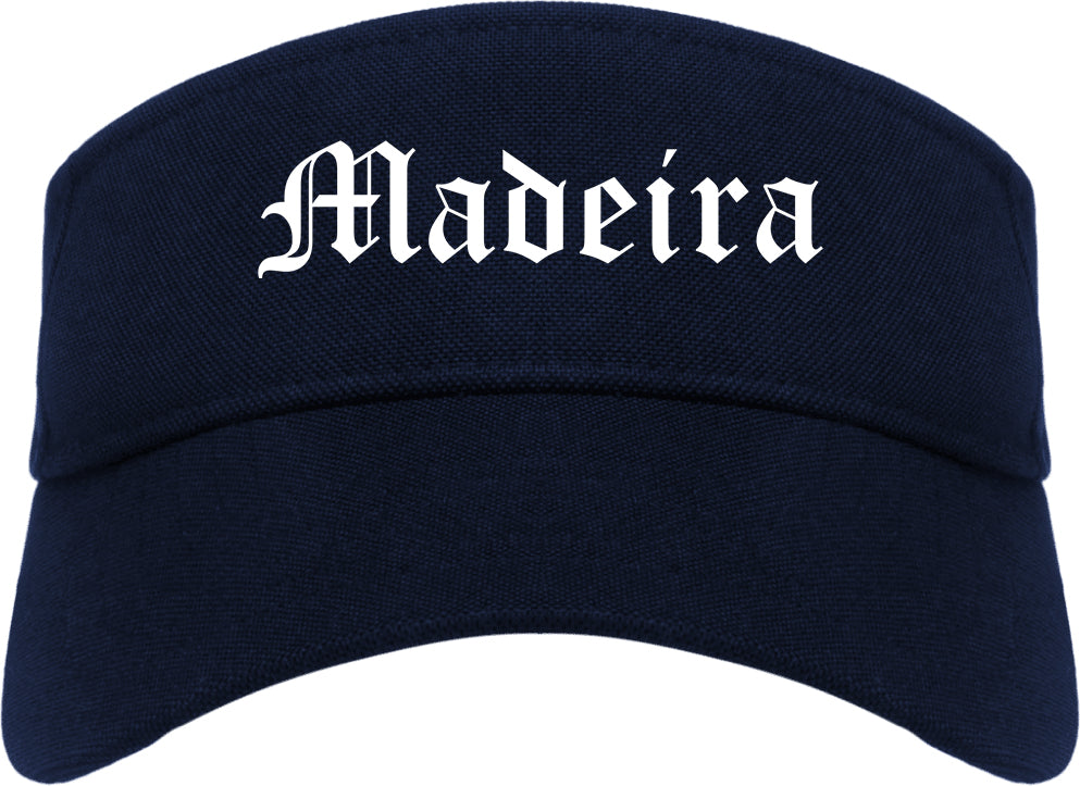 Madeira Ohio OH Old English Mens Visor Cap Hat Navy Blue
