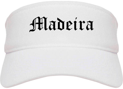 Madeira Ohio OH Old English Mens Visor Cap Hat White