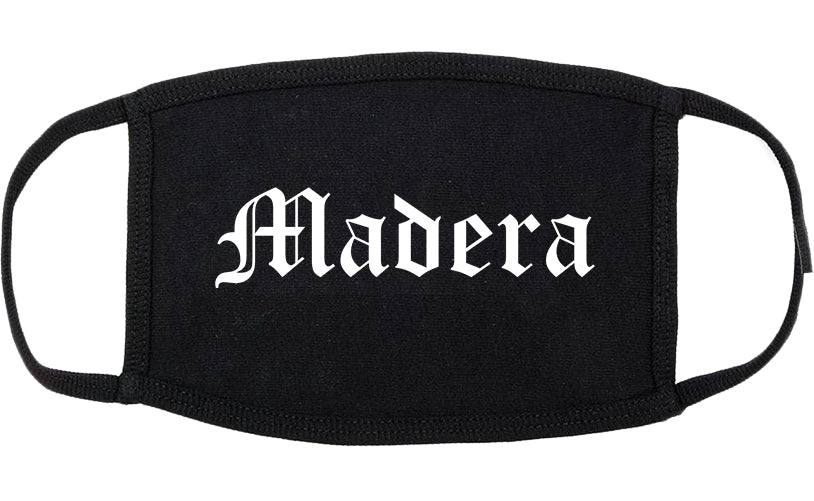 Madera California CA Old English Cotton Face Mask Black