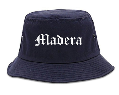Madera California CA Old English Mens Bucket Hat Navy Blue