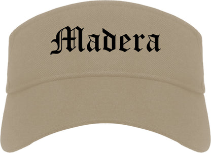 Madera California CA Old English Mens Visor Cap Hat Khaki