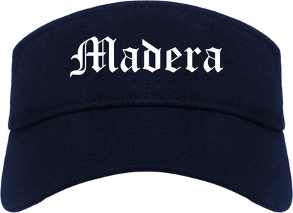 Madera California CA Old English Mens Visor Cap Hat Navy Blue