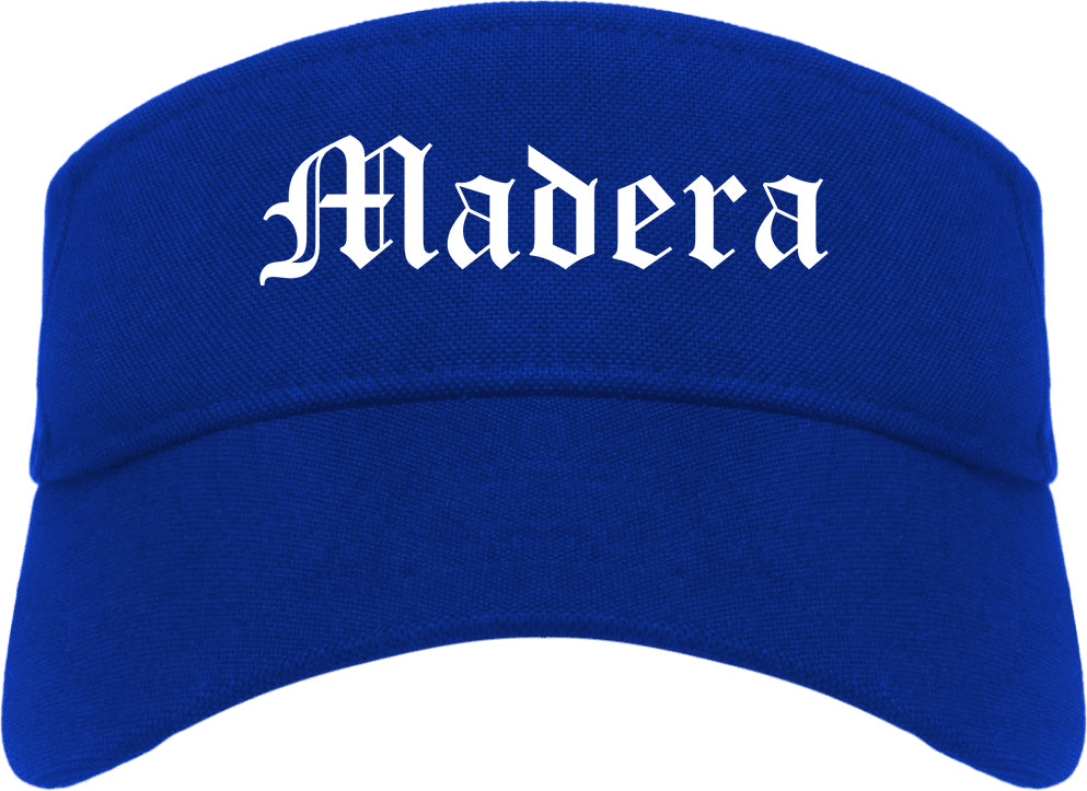 Madera California CA Old English Mens Visor Cap Hat Royal Blue
