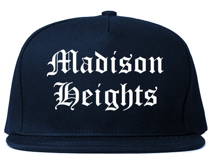 Madison Heights Michigan MI Old English Mens Snapback Hat Navy Blue