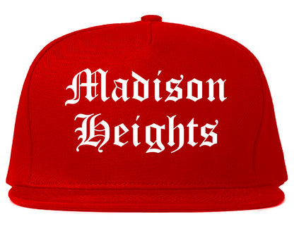 Madison Heights Michigan MI Old English Mens Snapback Hat Red