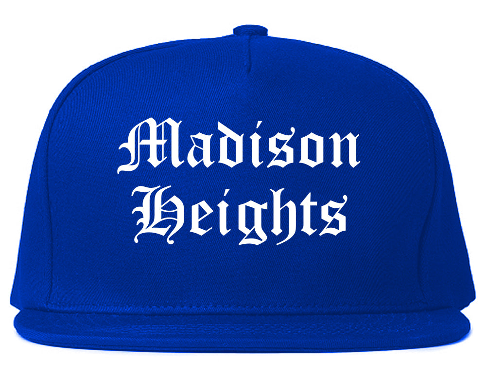 Madison Heights Michigan MI Old English Mens Snapback Hat Royal Blue