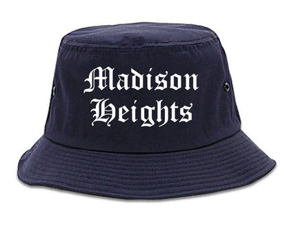 Madison Heights Michigan MI Old English Mens Bucket Hat Navy Blue