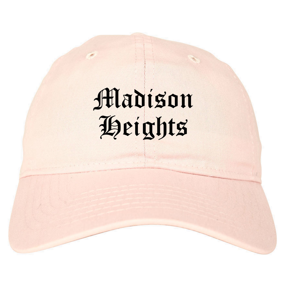Madison Heights Michigan MI Old English Mens Dad Hat Baseball Cap Pink