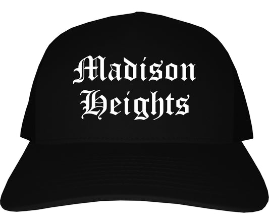 Madison Heights Michigan MI Old English Mens Trucker Hat Cap Black
