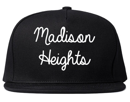 Madison Heights Michigan MI Script Mens Snapback Hat Black